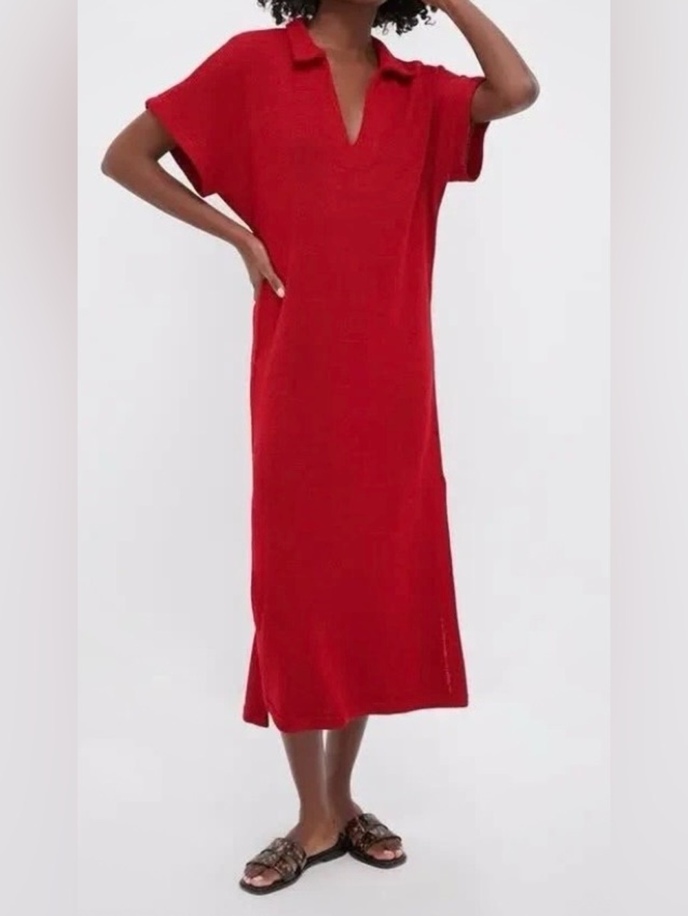 Tuckernuck Pomander Place Dress NWT Knit Red Midi Maxi Polo Pullover XS/S